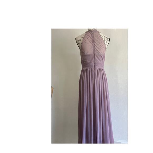 Mauve Cindy Collection USA Chiffon Halter Neck Gown Size M - Picture 3 of 8